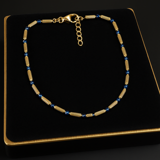 18K Blue-Colored Gold Beaded Bracelet – Delicate Luxe Design