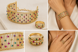 Orryxa Aurora Cuff Bracelet & Ring Set

18K Solid Gold | Multicolor gold  Design