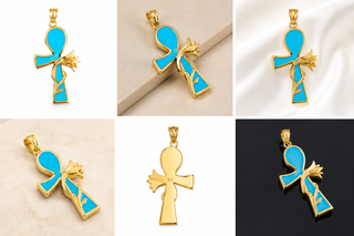 Egyptian Turquoise Ankh Pendant – 18K Solid Gold
