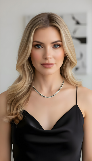 18K Blue-Colored Gold Necklace – Elegant Textured Chain.