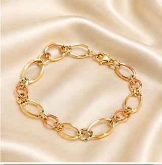 18K Solid Gold Tri-Tone Bracelet