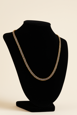18K Blue-Colored Gold Necklace – Elegant Textured Chain.