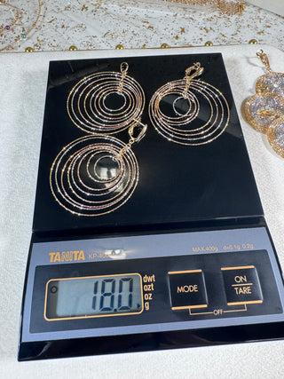 18K Tri-Color Circle Sparkle Set