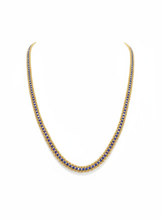 18K Blue-Colored Gold Necklace – Elegant Textured Chain.