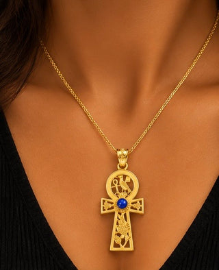 Royal Scarab Ankh Pendant

18K Solid Gold with Blue Stone