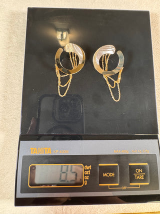 Modern Chain Drop Circle Earrings