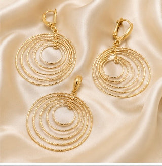 18K Tri-Color Circle Sparkle Set