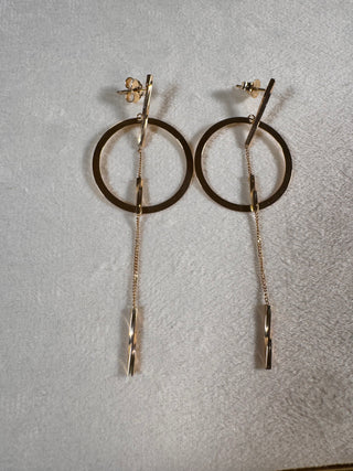 18K Gold Geometric Drop Earrings