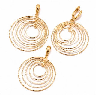 18K Tri-Color Circle Sparkle Set