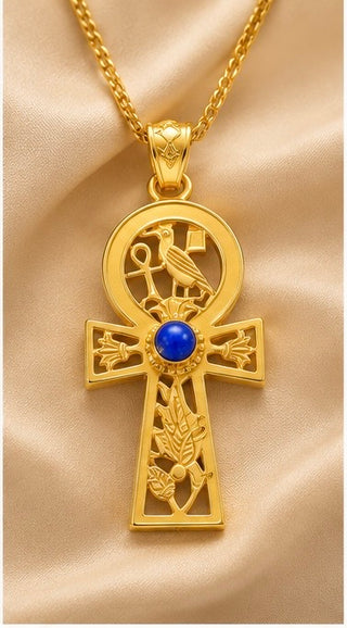 Royal Scarab Ankh Pendant

18K Solid Gold with Blue Stone