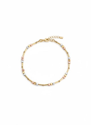 18K Tri-Color Beaded Gold Bracelet