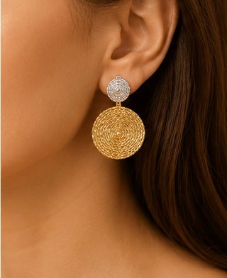 Aurora Disc Drop Earrings

18K Solid Gold | Two-Tone Statement Earrings