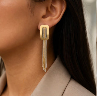 Golden Cascade 18K Drop Earrings
