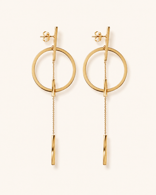 18K Gold Geometric Drop Earrings