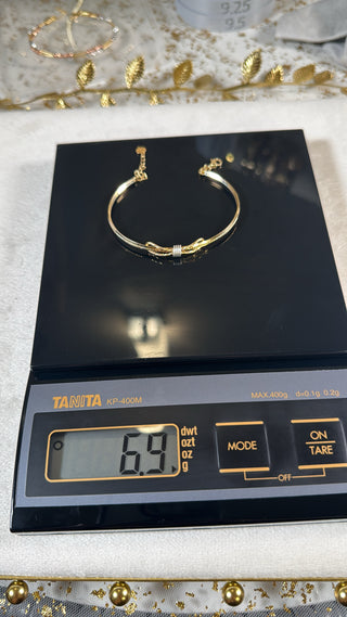 18K Solid Gold Bow Bangle