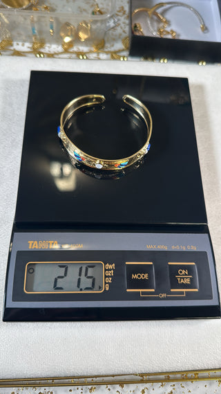18K Solid Gold Egyptian Scarab Cuff Bracelet