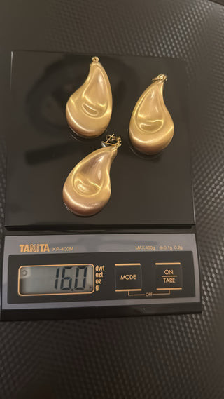 18K Solid Gold Sculpted Teardrop Jewelry Set