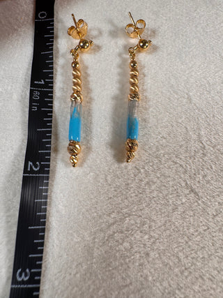 18K Gold turquoise Drop Earrings