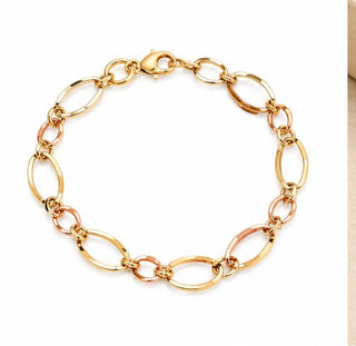 18K Solid Gold Tri-Tone Bracelet