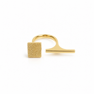 18K Solid Gold Geometric Open Ring