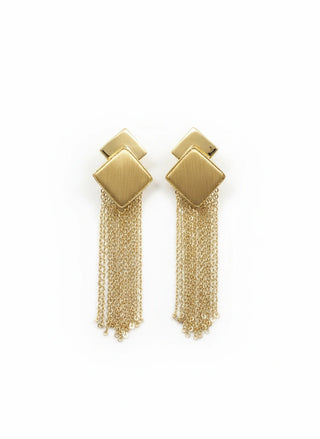 18K Gold Long Cascade Statement Earrings – Elegant Chain Drape Design