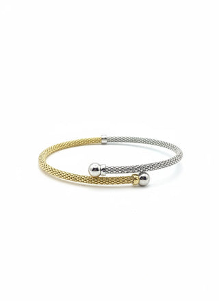 18K Dual-Tone Mesh Cuff Bracelet – Adjustable Luxury Statement